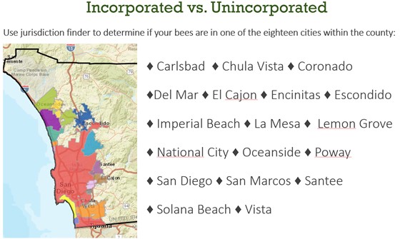 Map of San Diego County with city boundaries