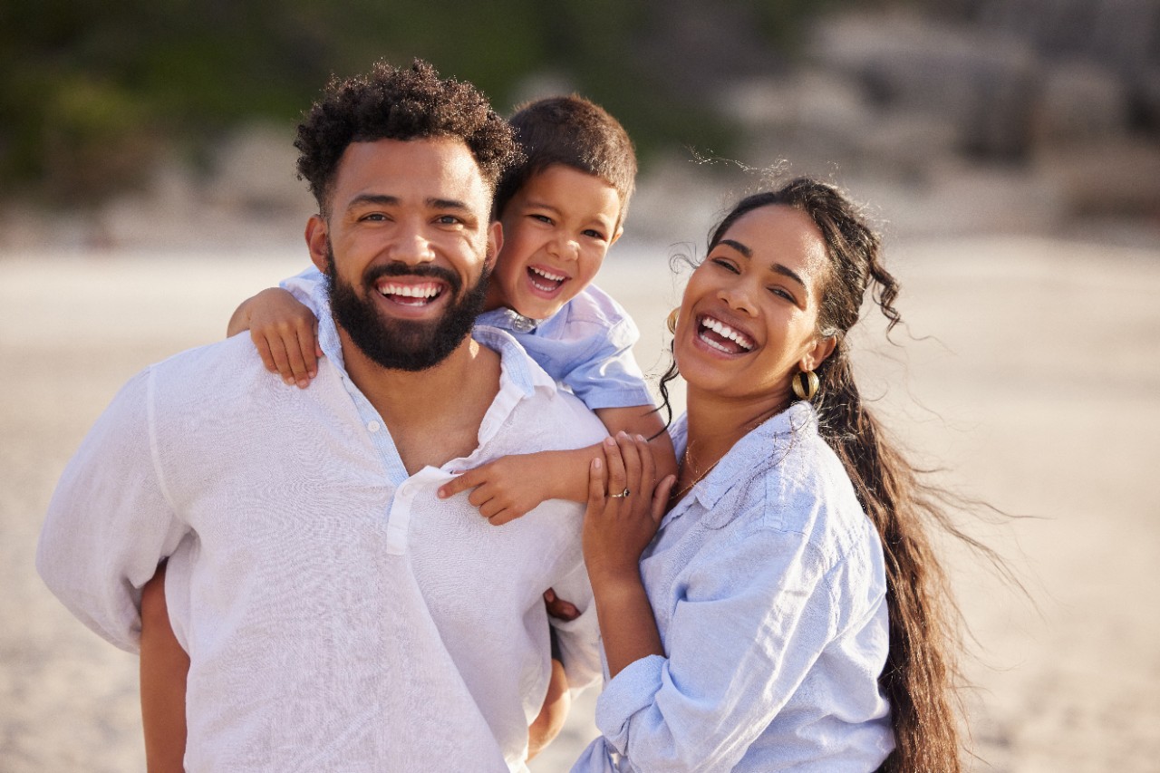 Smiling family at beach