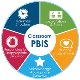Graphic showing the five categories of classroom PBIS
