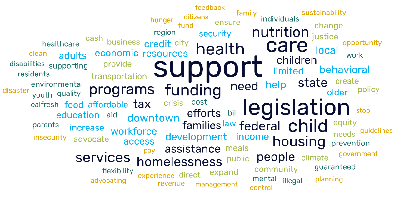 Word cloud of topics for legislative advocacy