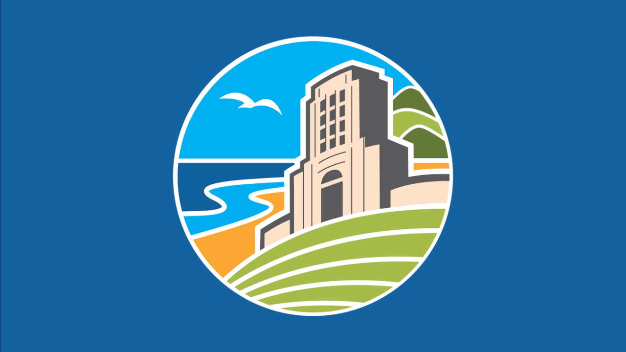The county logo with colors of blue, organge, and green