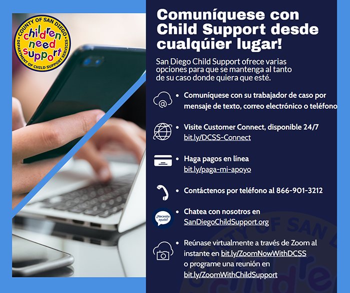Comuníquese con Child Support desde cualqúier lugar! Comuníquese con Child Support desde cualqúier lugar!