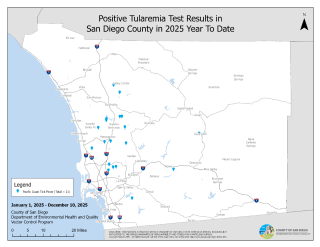 A map showing the locations where ticks have been found carrying tick borne illnesses. This information is also listed in the table below. 