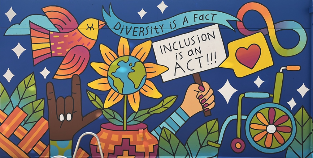 A Photo of the Neurodivergence Mural located at the County Administration Center