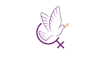A dove and woman symbol in purple