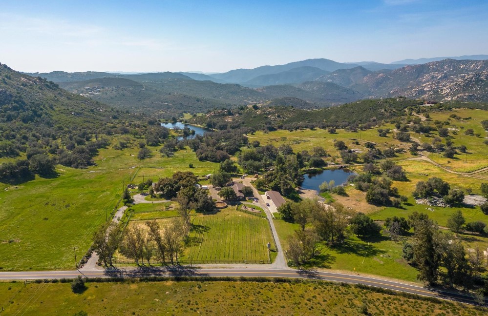 Aerial view of land in valley