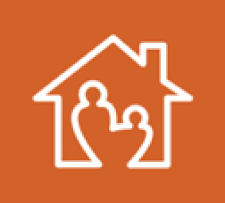 Family in house logo