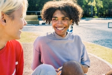 Youth smiling outside