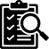 Icon of a checklist and magnifying glass.