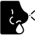 A black icon of someone who is experiencing a runny nose.