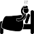 Black icon of a person in bed with a fever.