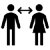 Physical distance between two people icon in black.