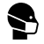 Person wearing a face covering icon in black.
