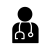 Doctor icon in dark blue.
