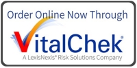 Red, orange, and blue VitalChek logo. VitalChek is a third-party website authorized to process requests online for the Office of Vital Records and Statistics.