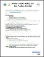 Animal Exhibit and Petting Zoo Best Practices Checklist Animal Exhibit and Petting Zoo Best Practices Checklist