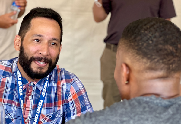 Two people talking and listening to each other
