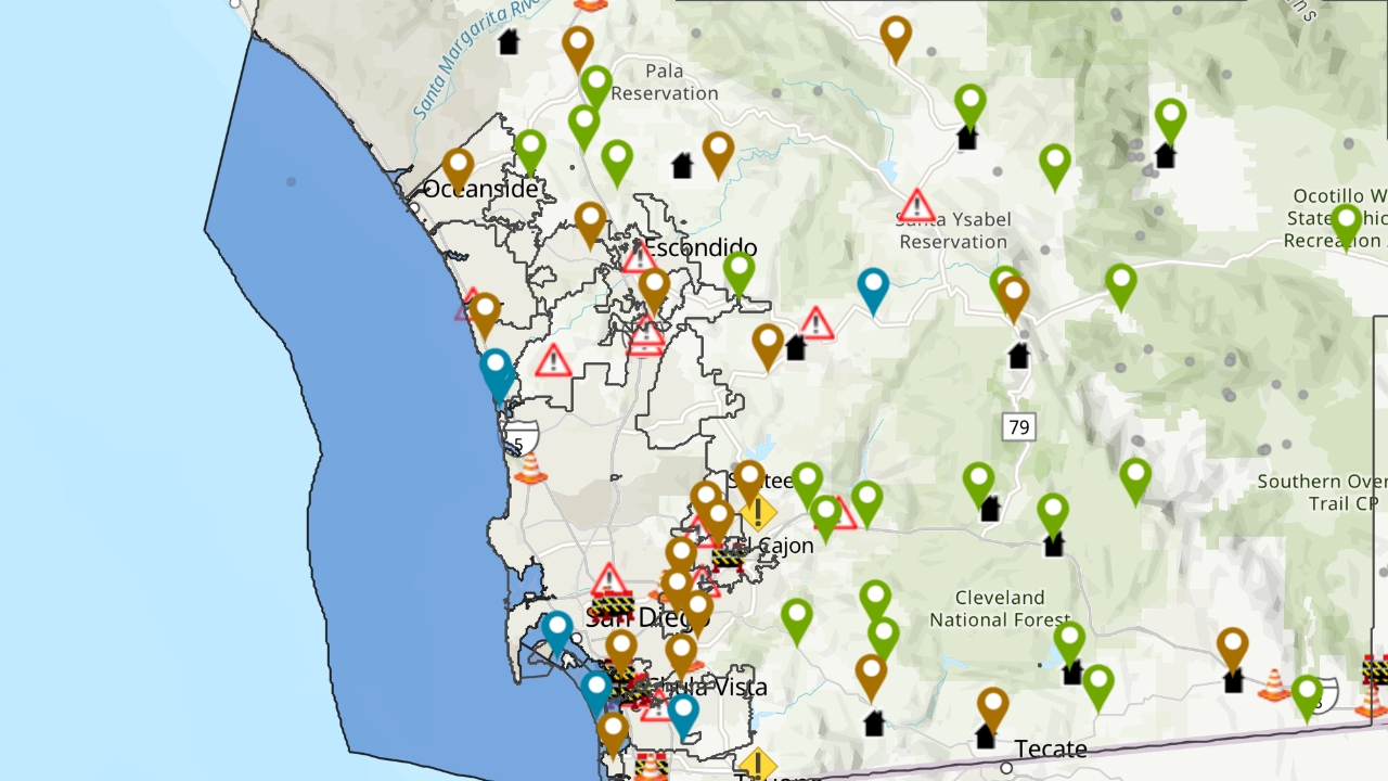 San Diego County emergency map