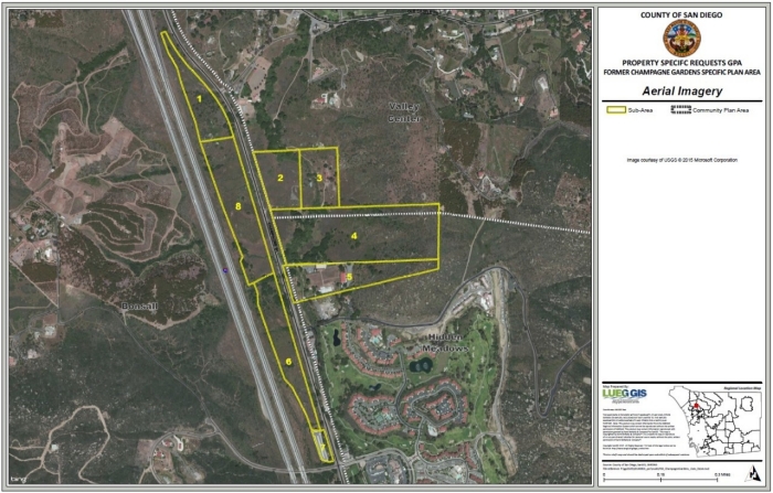 An aerial map of the Champagne Gardens Specific Plan area. An aerial map of the Champagne Gardens Specific Plan area.