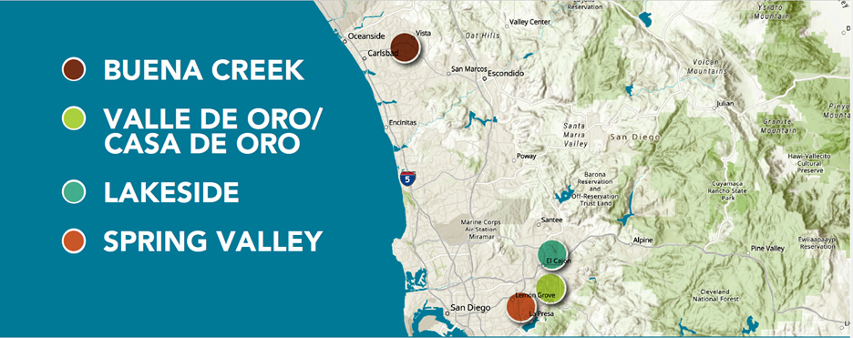 DFA Map Map showing the four focus areas of the DFA