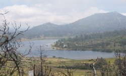 Lake Cuyamaca with the mountains behind it. 