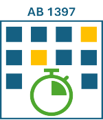 AB 1397 Grid of blue and yellow squares with a green timer below. Text at the top of the image reads "AB 1397"