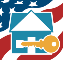 Image of a house with a flag in the background