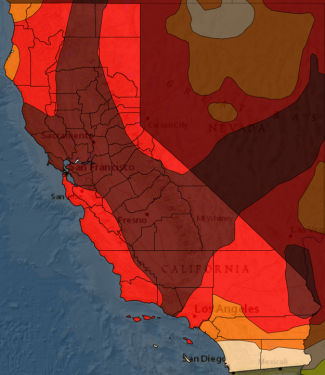 Drought map of California