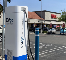 Electric vehicle charging station in a Vons parking lot
